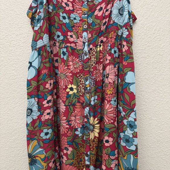 Natural Life Dress Women's Size XL Sleeveless Floral Print Button Front Boho - Picture 6 of 15